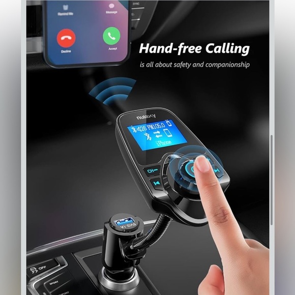 Nulaxy Car Bluetooth FM Transmitter 1.44” Display Flexible Gooseneck Handsfree - Picture 5 of 9